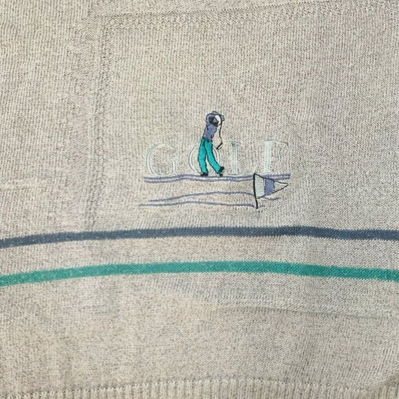 Vintage Golf Sweater Mens Large Knit Pullover Folio Collections - Picture 2 of 13